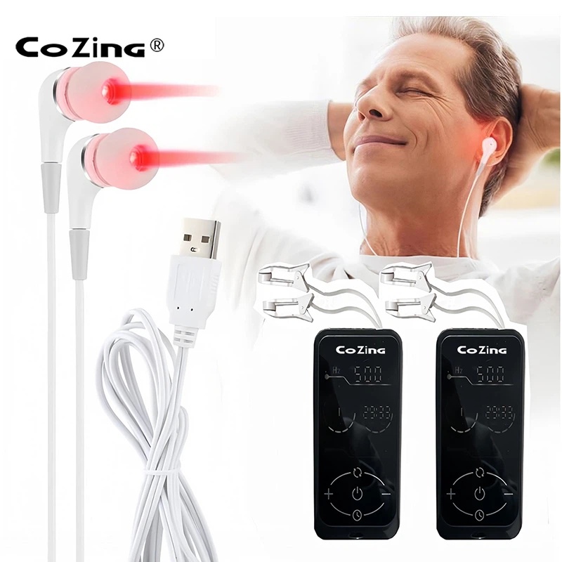 2 in 1 650nm red light therapy,CES light laser therapy device with nasal and ear probe for depression anxiety,1-999Hz , touchablescreen