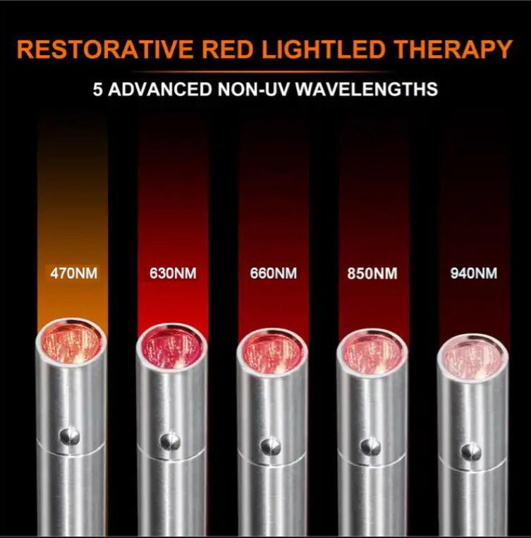 Red Light Therapy Torch with Blue Light, Effective Blue, Infrared and Near Infrared Light Therapy Treatment Device for Body, Face, Neck, Back, 460nm 630nm 660nm 850nm and 940nm