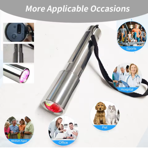 Red Light Therapy Torch with Blue Light, Effective Blue, Infrared and Near Infrared Light Therapy Treatment Device for Body, Face, Neck, Back, 460nm 630nm 660nm 850nm and 940nm