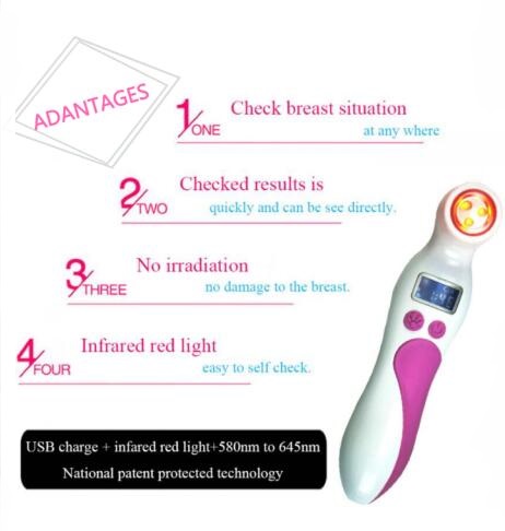 Safe Painless Breast Self-Exam Device with Infrared Light Technology | USB Rechargeable, No Radiation Risk