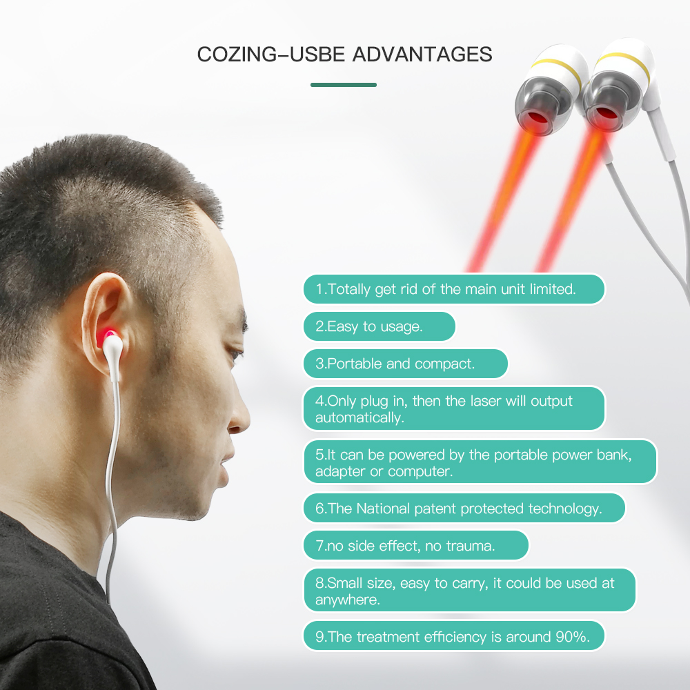 Anti Tinnitus Laser Therapy Device 650nm LLLT Physiotherapy for Ear Buzzing/Vertigo/Meniere's Disease