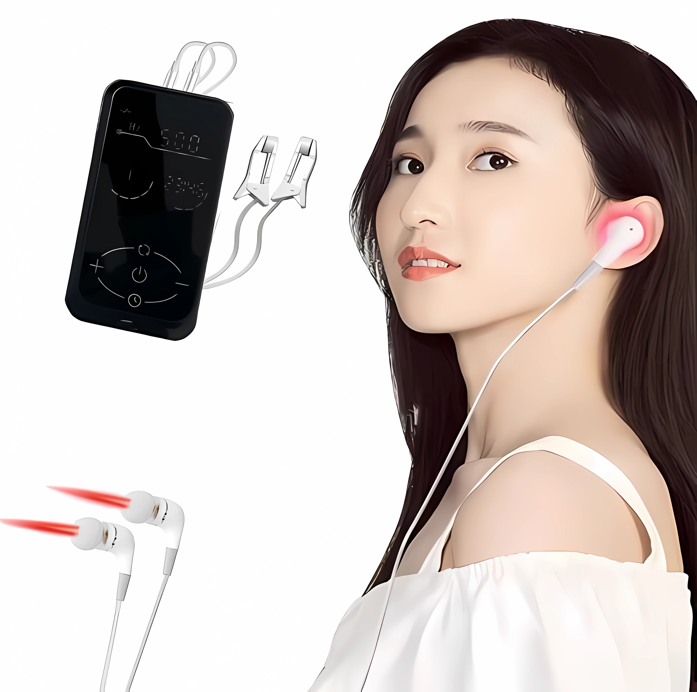 2 in 1 650nm red light therapy,CES light laser therapy device with nasal and ear probe for depression anxiety,1-999Hz , touchablescreen