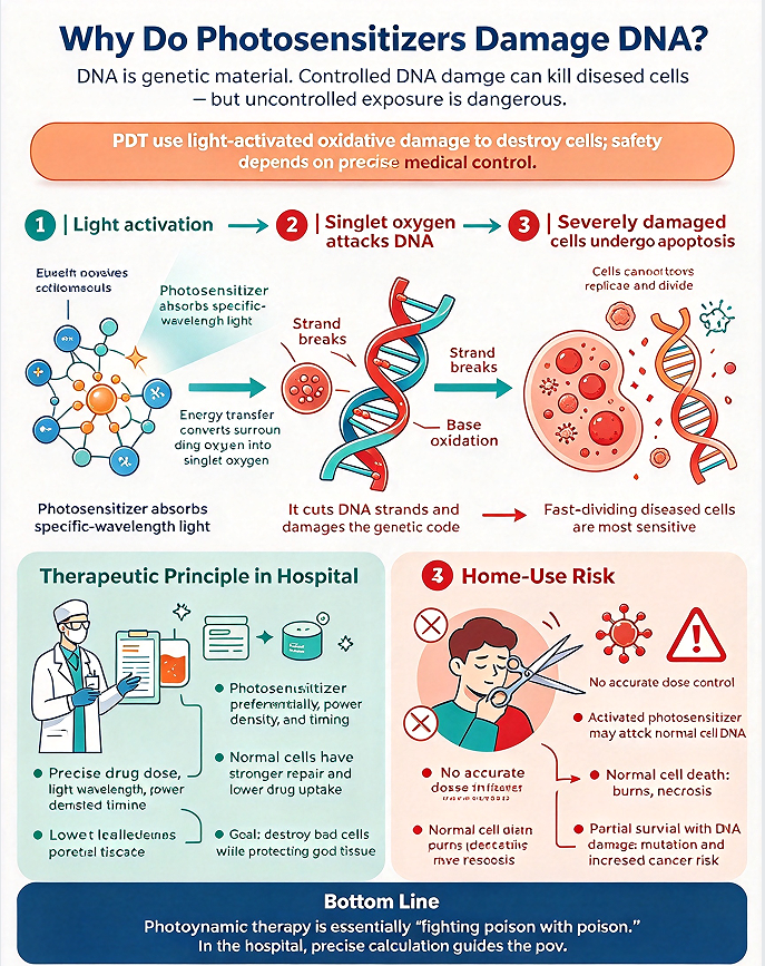 Why do photosensitizers damage DNA? Isn't DNA the genetic material?