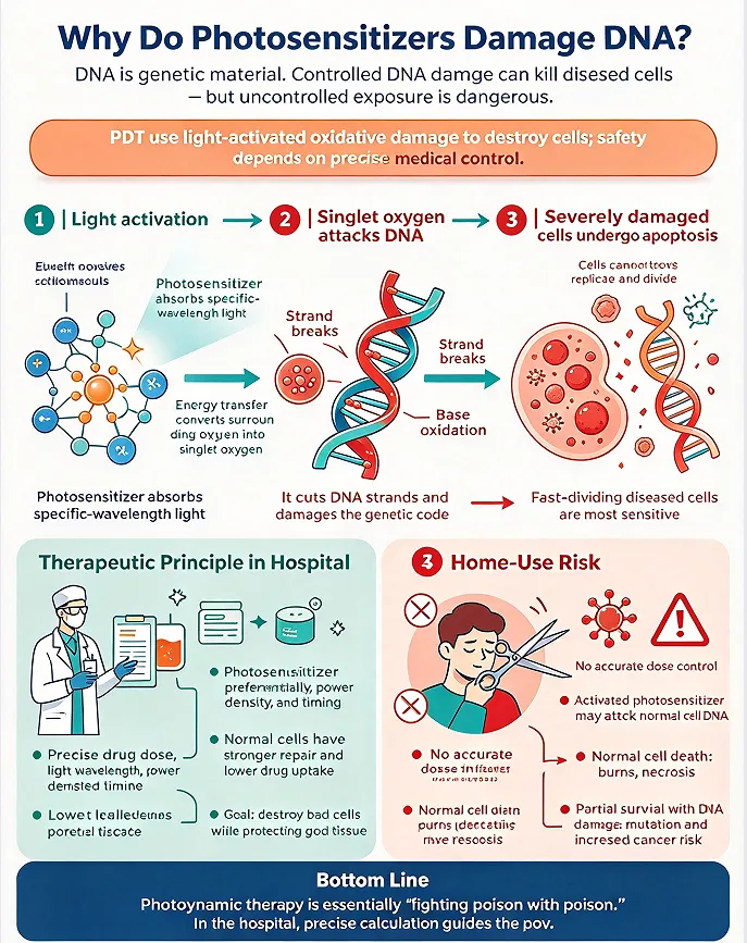 Why do photosensitizers damage DNA? Isn't DNA the genetic material?